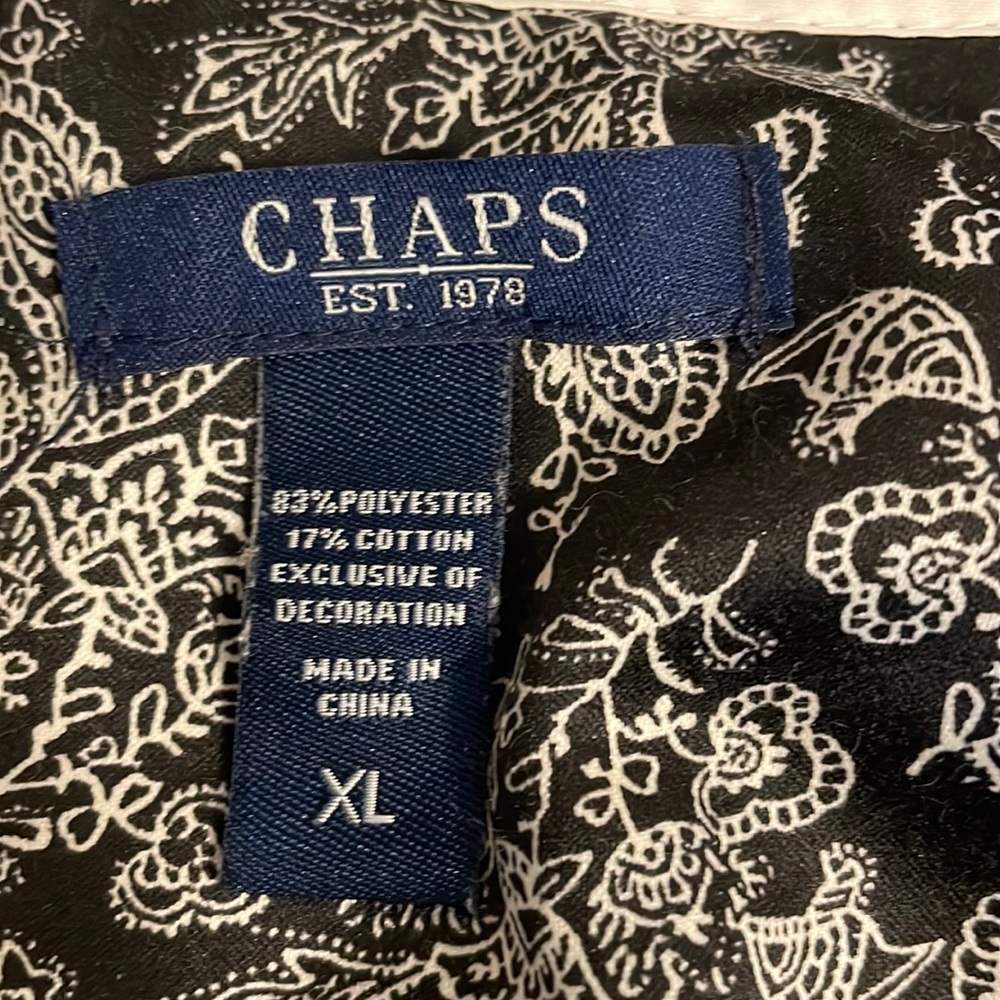Chaps paisley black and white pajama short sleeve set - Picture 6 of 7